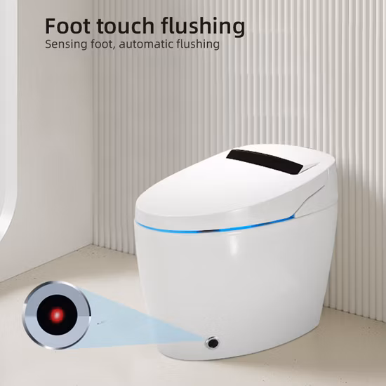 Chaozhou Sanitary Ware 110V/220V Porcelain Automatic European Bathroom Sensor Auto Flush Wc Intelligent Toilet Bowl Smart Toilet with Toilet Seat